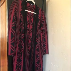 Long patterned open sweater
